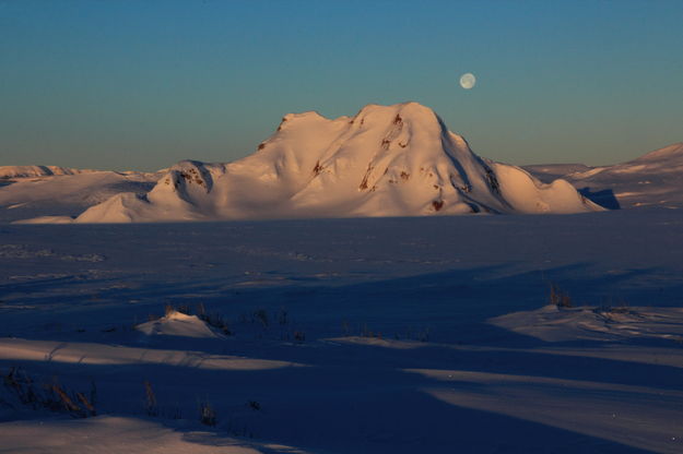 Moon over the Badlands. Photo by Fred Pflughoft.