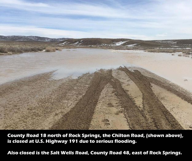 Chilton Road flooding. Photo by Sweetwater County Sheriff's Office.