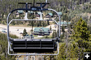 Riding the lift. Photo by Pete Arnold.