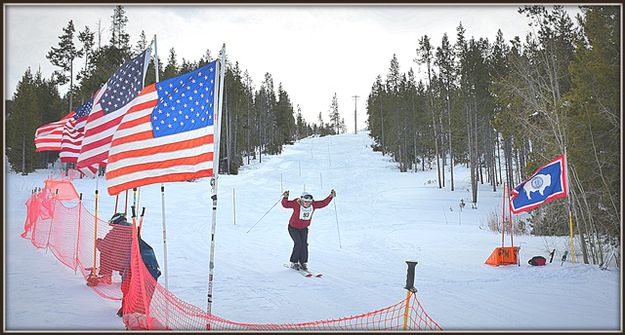 Enthusiastic Slalom Finish. Photo by Terry Allen.