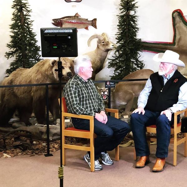 Talking history. Photo by Museum of the Mountain Man.