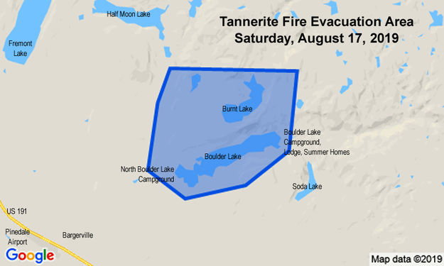 Evacuation Area. Photo by Sublette County Sheriff's Office.