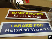 History bumper stickers. Photo by Dawn Ballou, Pinedale Online.