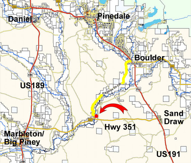 Map to the New Fork Park. Photo by Sublette County Historical Society.