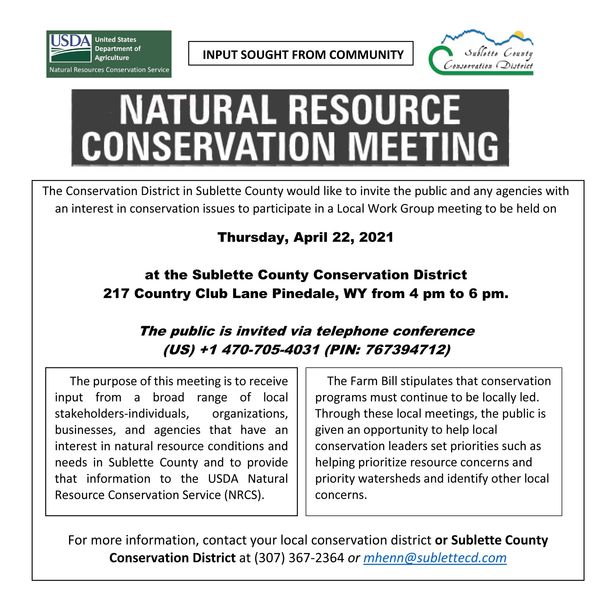 Conservation meeting April 22, 2021. Photo by Sublette County Conservation District.