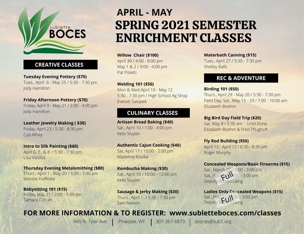 Sublette BOCES 2021 Fall Classes. Photo by Sublette BOCES.