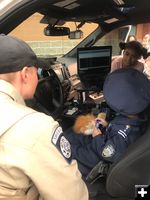 In the patrol car. Photo by Sublette County Sheriff's Office.