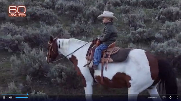 Shad Swain, little cowboy and future rancher. Photo by 60 Minutes.