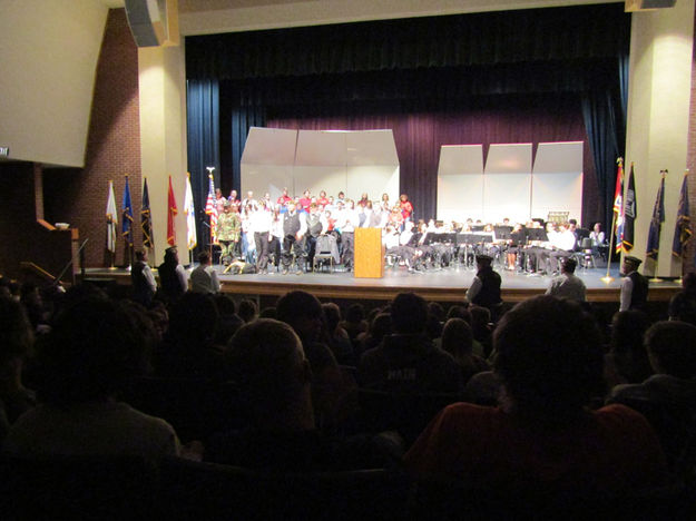 Veterans standing. Photo by Dawn Ballou, Pinedale Online.