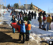 Back up the hill. Photo by Dawn Ballou, Pinedale Online.