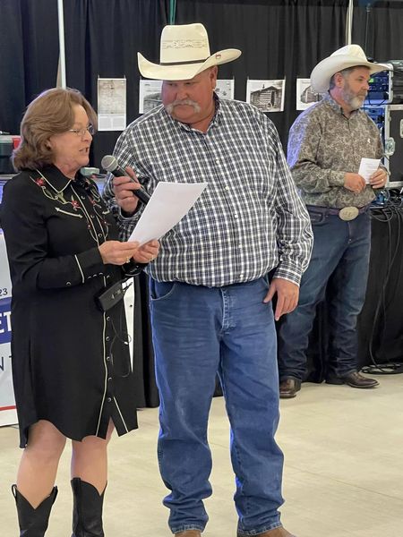 Ann Noble gives some history. Photo by Sublette County Centennial.