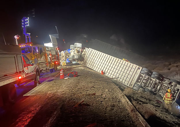 Cattle truck crash. Photo by Sublette County Sheriff's Office.