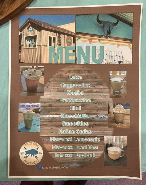 Turquoise Buffalo Menu. Photo by Dawn Ballou, Pinedale Online.