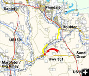 Location map to New Fork Park. Photo by Pinedale Online.