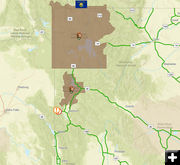 Slide area and road closure. Photo by Wyoming Departmnt of Transportation.